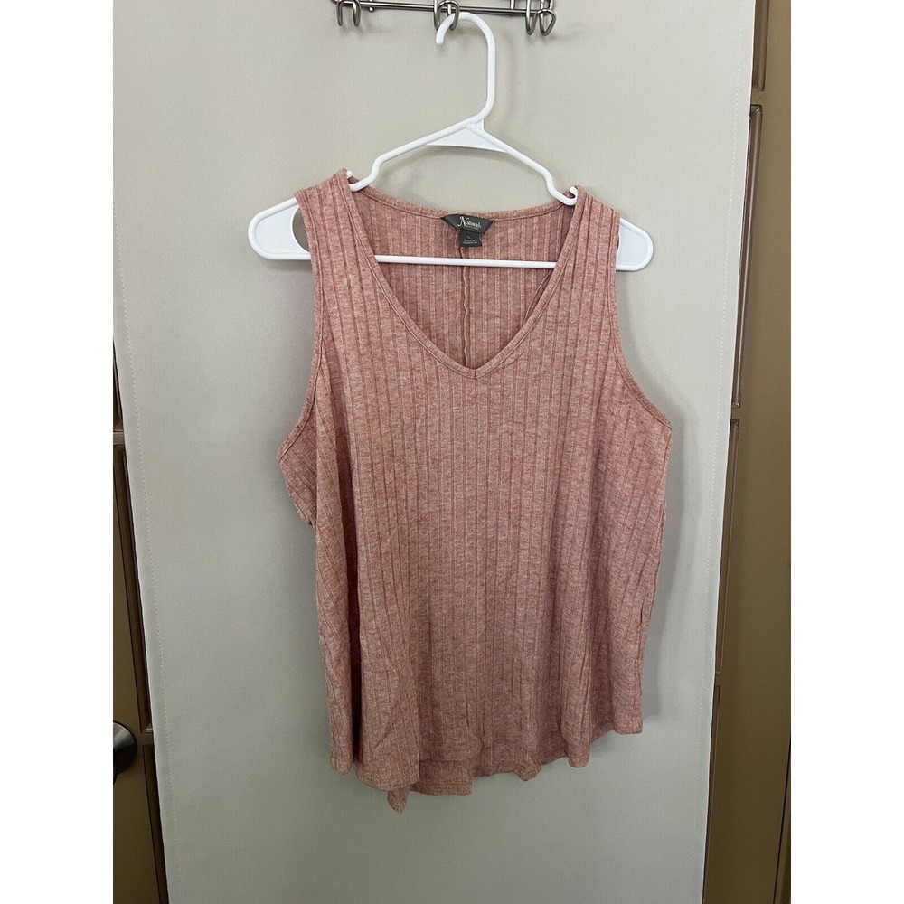 Natural Reflections Womens XL Pink Ribbed V-Neck Sweater